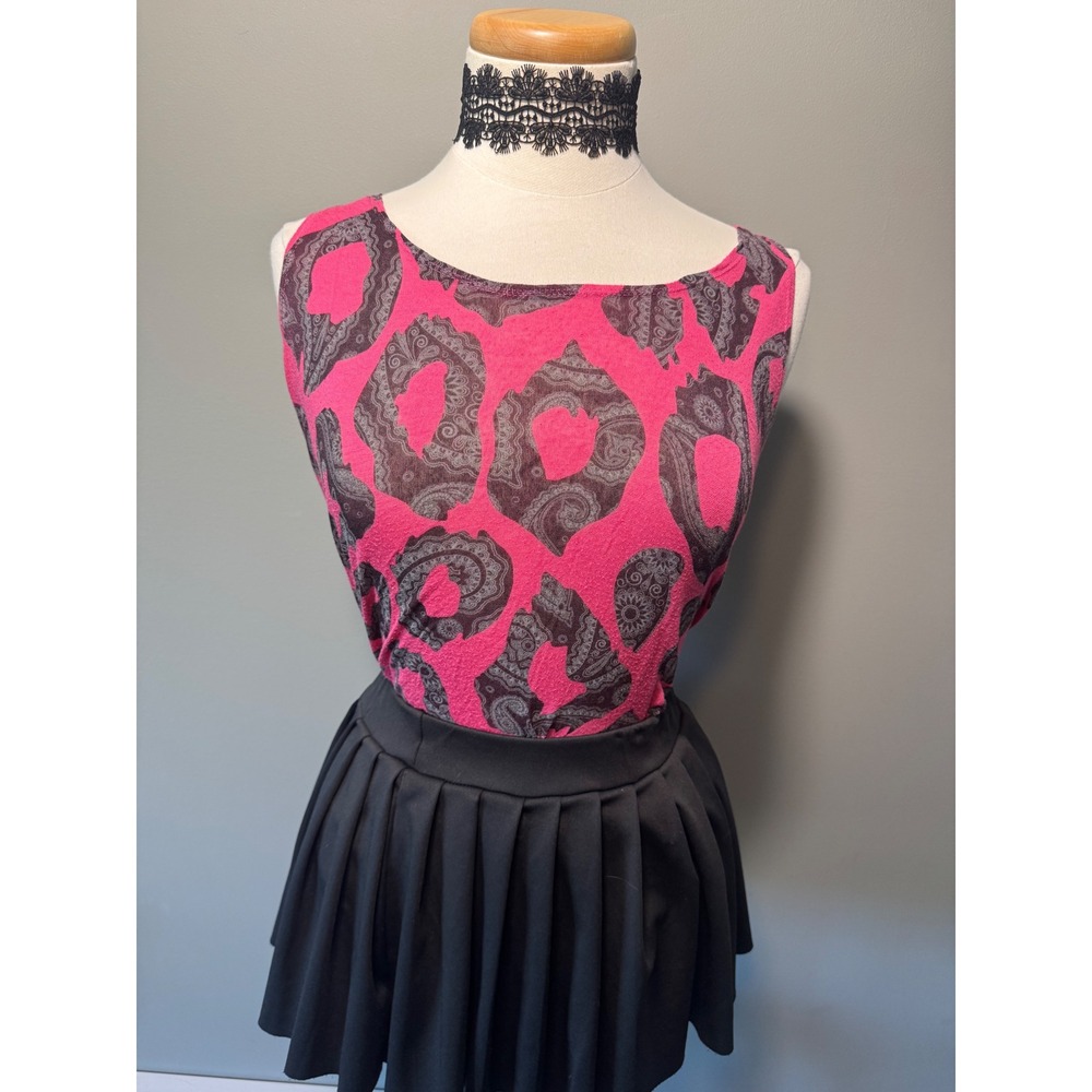 Y2K‎ VTG Wet Seal Leopard Print Pink Tank Top  Sleeveless Casual Top XL